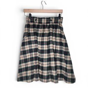 Coco Tree Tartan Plaid A-Line Skirt in Green Beige Red Size XS